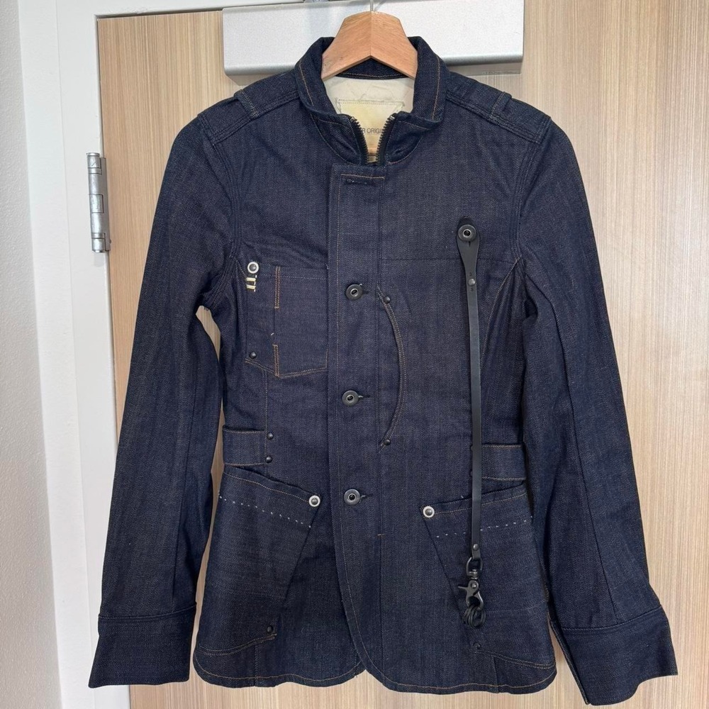 G STAR RAW 3301 Denim Jacket Women S Navy Blue Tailored Handcrafted Vintage Y2K